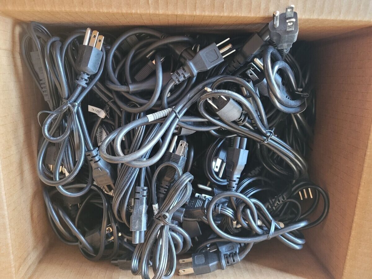 Wholesale Lot of 100 6ft Dell 3-Prong Mickey Mouse AC Power Cord for PC Printers