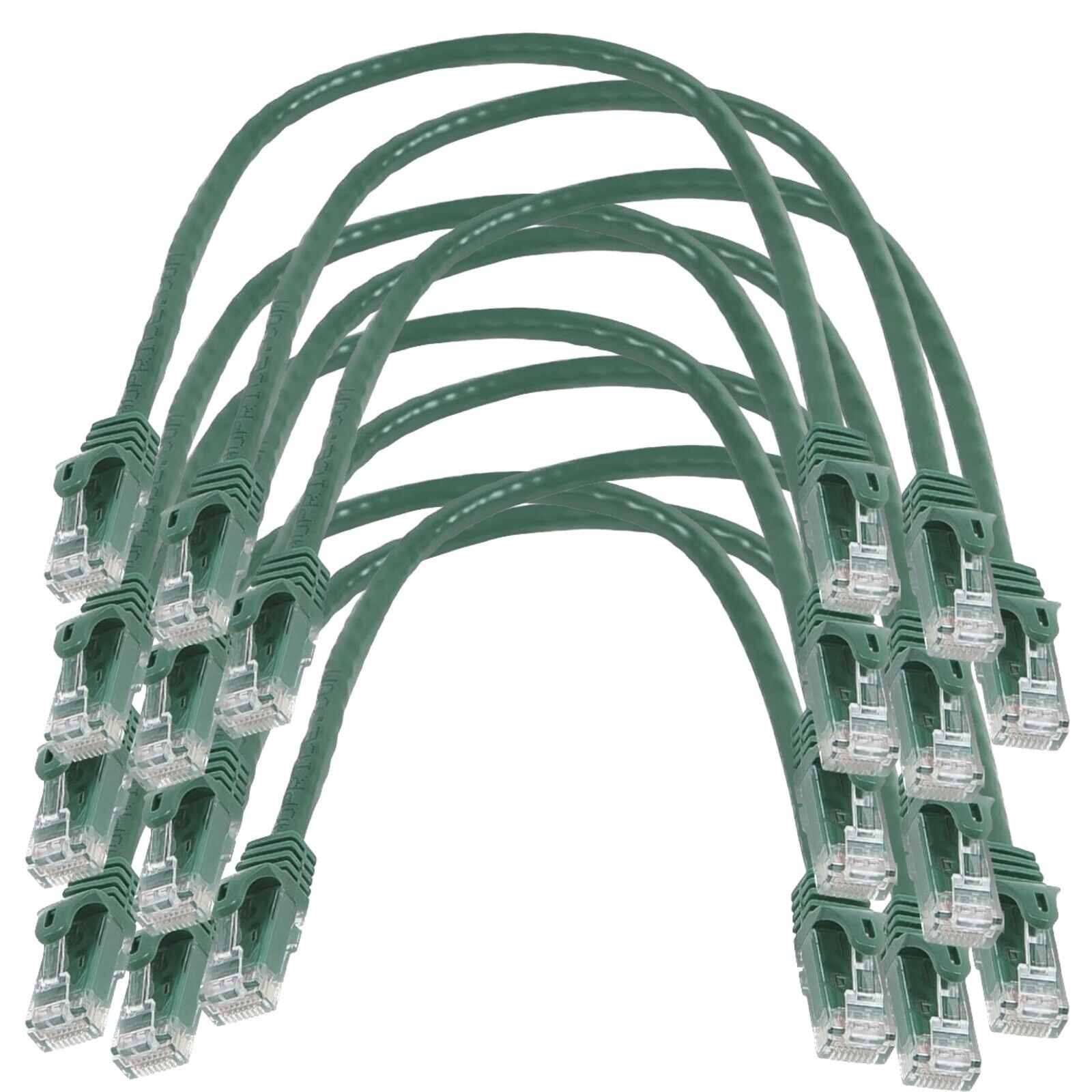 QTY 10 GREEN Monoprice Flexboot Cat5e Ethernet Cable RJ45 .5 ft 6inch NEW