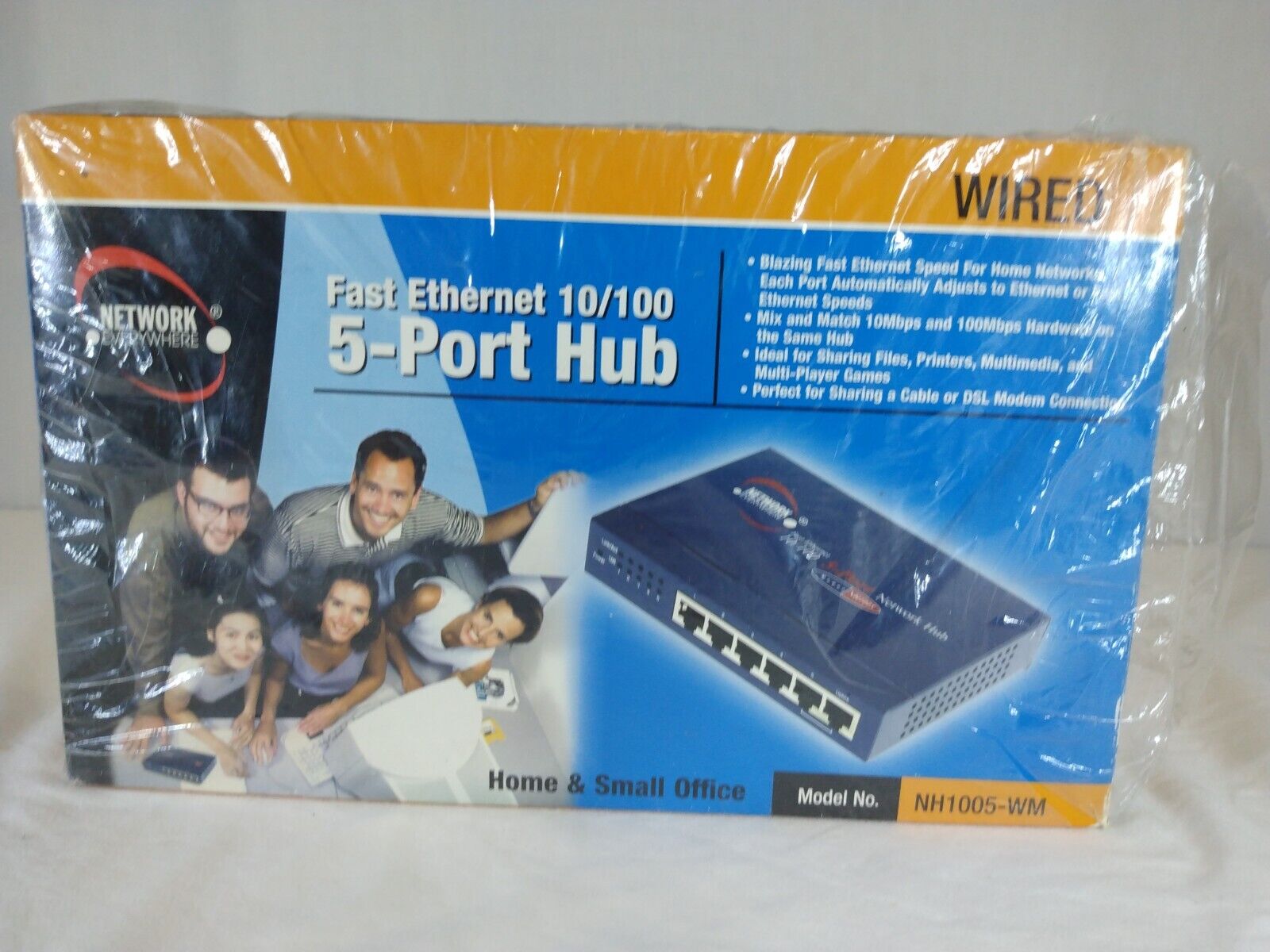 Network Everywhere  5-Port Hub Wired 10/100 NH1005-WM - New Open Box