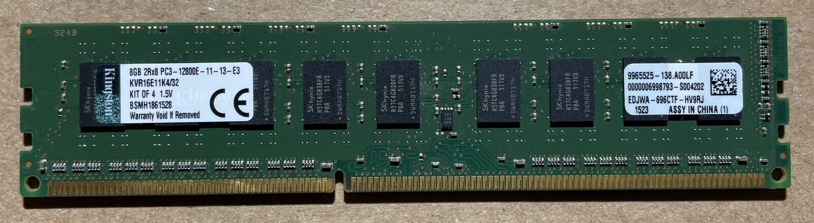 1x KINGSTON KTH-PL316EK4/32G PC3-12800E DDR3-1600MHz 2Rx8 ECC (8GB)