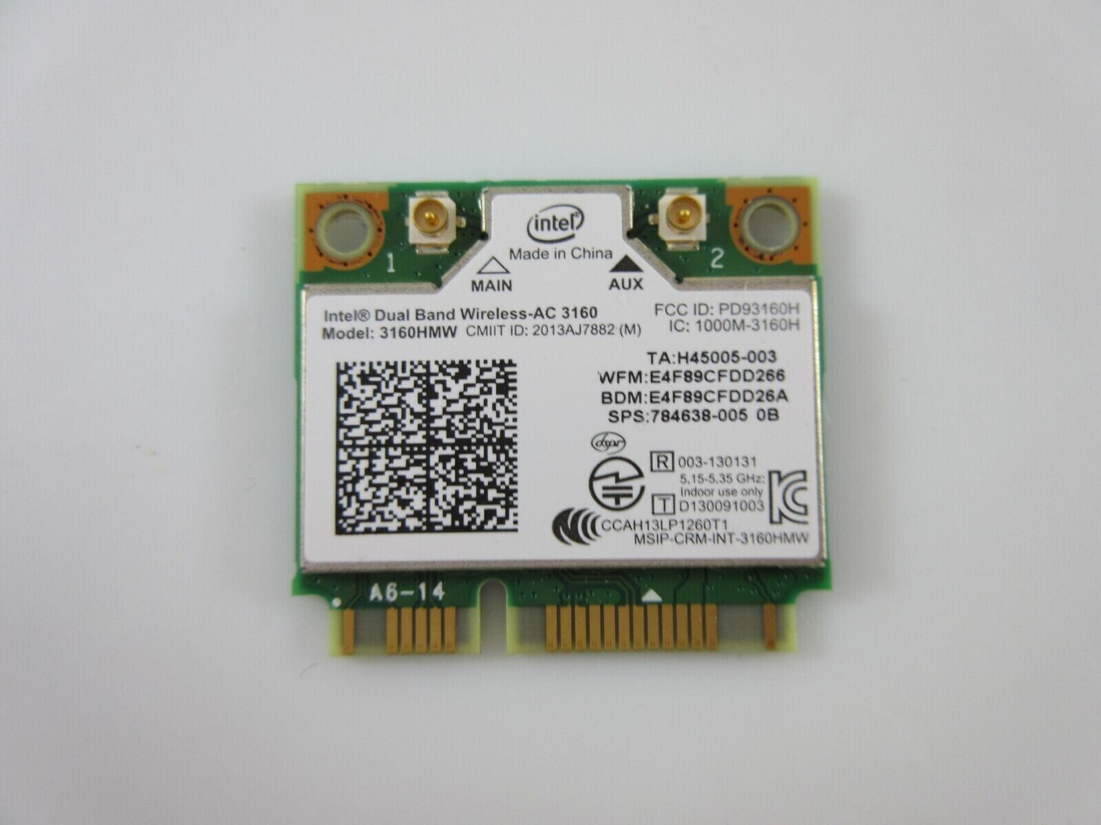 Intel Dual Band Wireless-AC 3160HMW WIFI Wireless BLUETOOTH 4.0 Card 784638-001