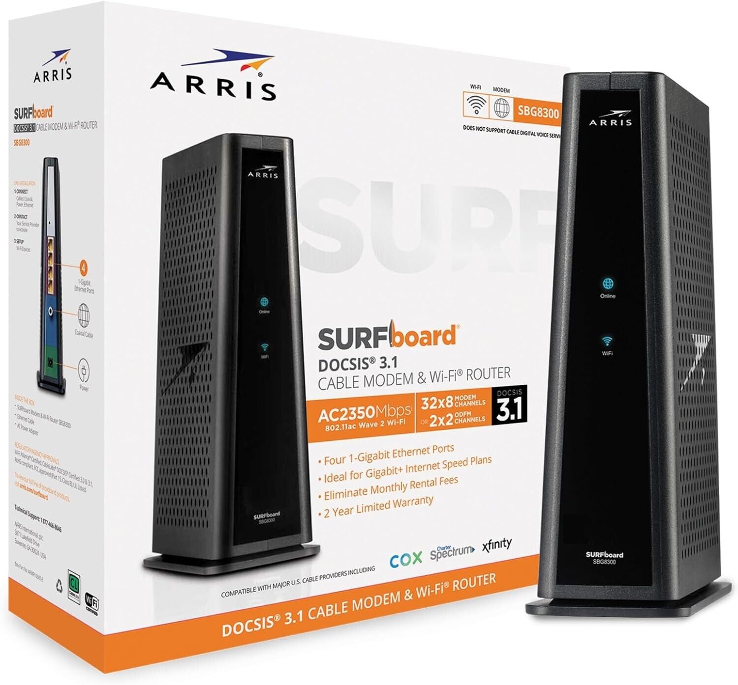 ARRIS SURFboard SBG8300 DOCSIS 3.1 Modem & AC2350 Wi-Fi Router - UNLOCKED