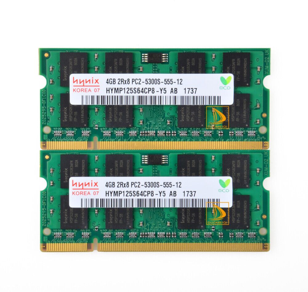 2pcs Hynix 4GB 2Rx8 PC2-5300S DDR2 667Mhz 200Pin RAM Memory Laptop 1.8V SO-DIMM