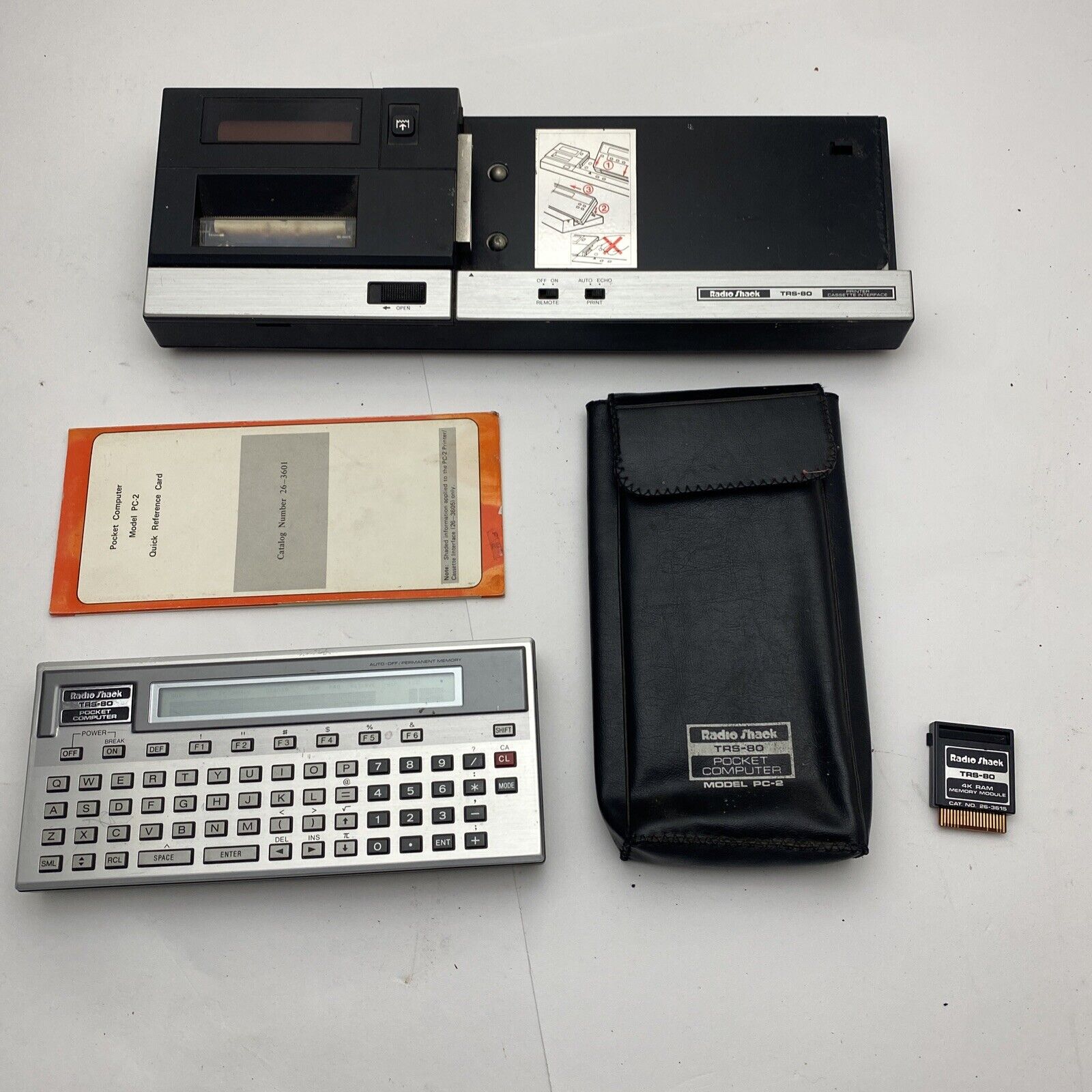 TRS-80 PC-2 Pocket Computer, 4k Memory/RAM, Case, Manual & Printer/Plotter