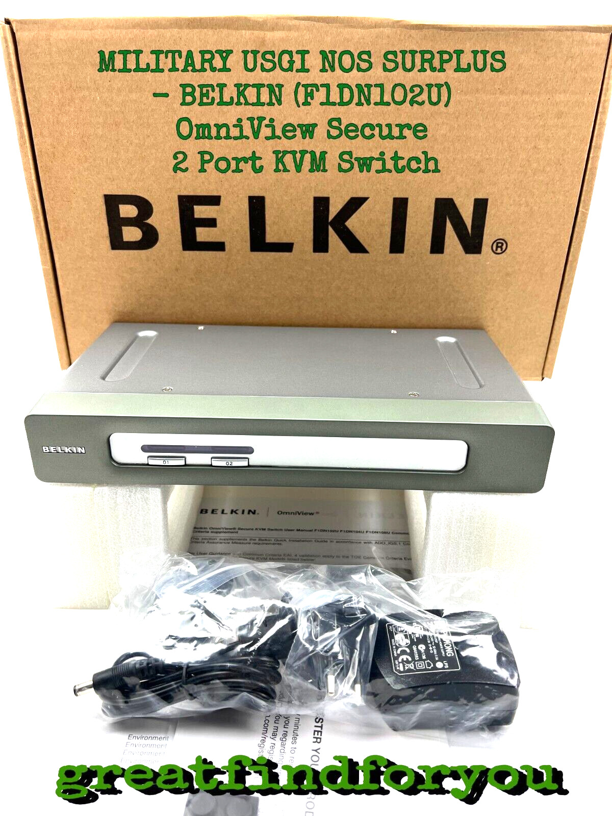 MILITARY USGI NOS SURPLUS - BELKIN (F1DN102U) OmniView Secure 2 Port KVM Switch
