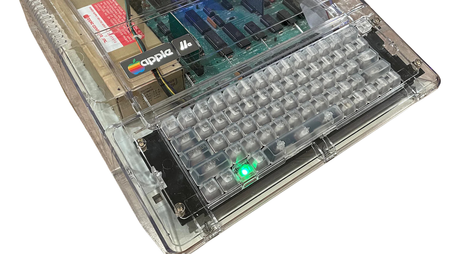 MacEffects Chrome / Clear Mechanical Keyboard for Vintage Apple IIe Computers