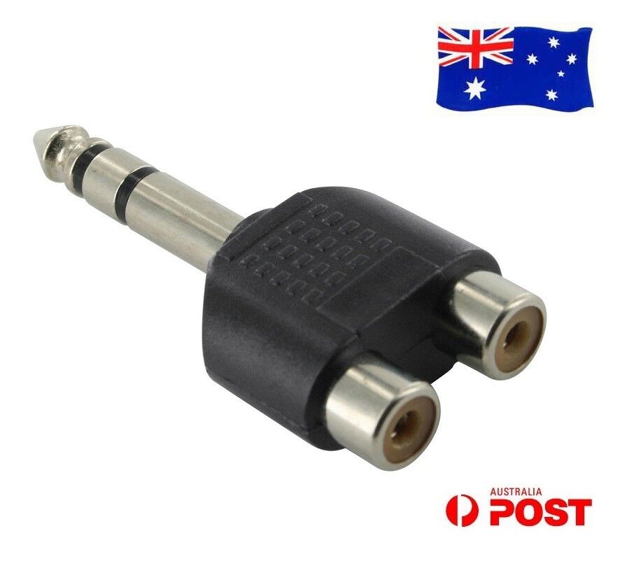 6.35mm Audio Male to 2RCA Female Socket Adapter Y Splitter Connector Converter