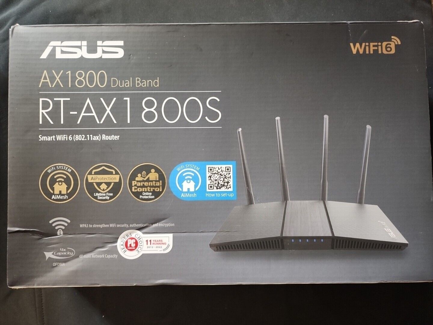 ROUTER ASUS AX1800 RT-AX1800S Dual Band WiFi 6 Extendable Router *NEW*