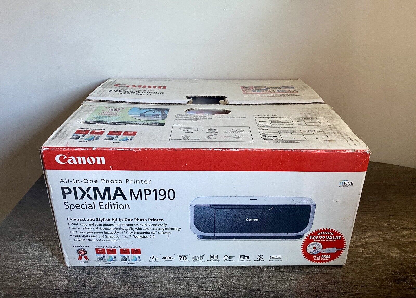 NOS Brand New Canon PIXMA MP190 All-In-One Photo Printer New/Open Box Never Used