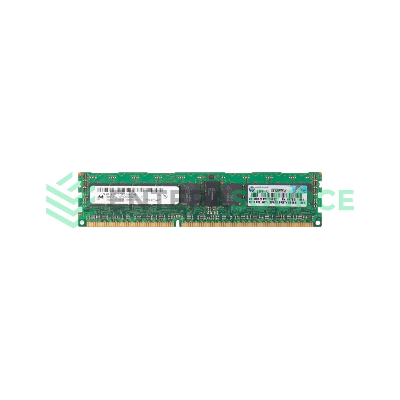Micron MT18JSF1G72PZ-1G6D1HE 8GB DDR3-1600 PC3-12800R 1Rx4 Server Memory Module