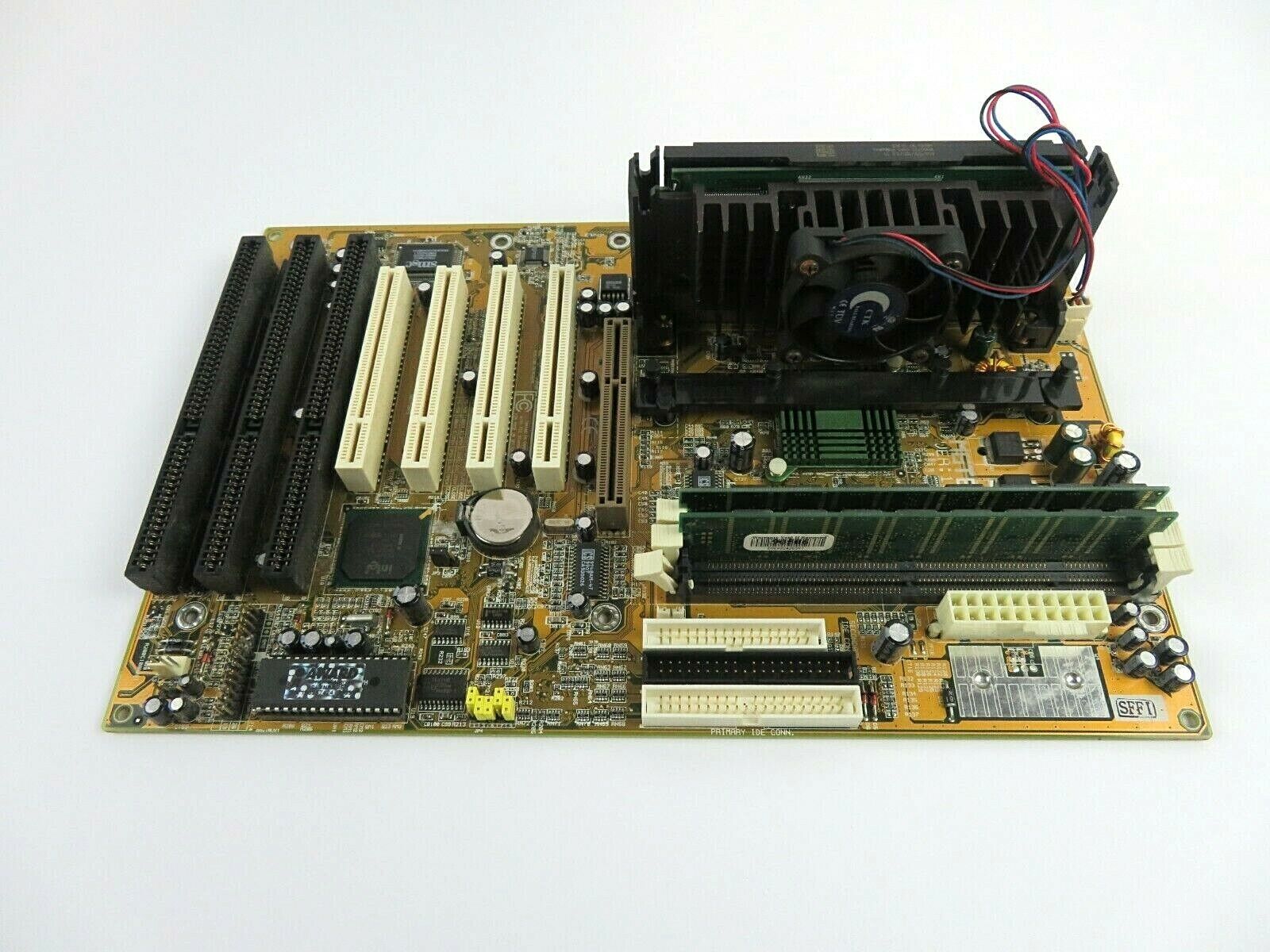 Vintage Biostar M6TBA Slot 1 Motherboard w/ Pentium II 400MHz CPU & 128MB RAM