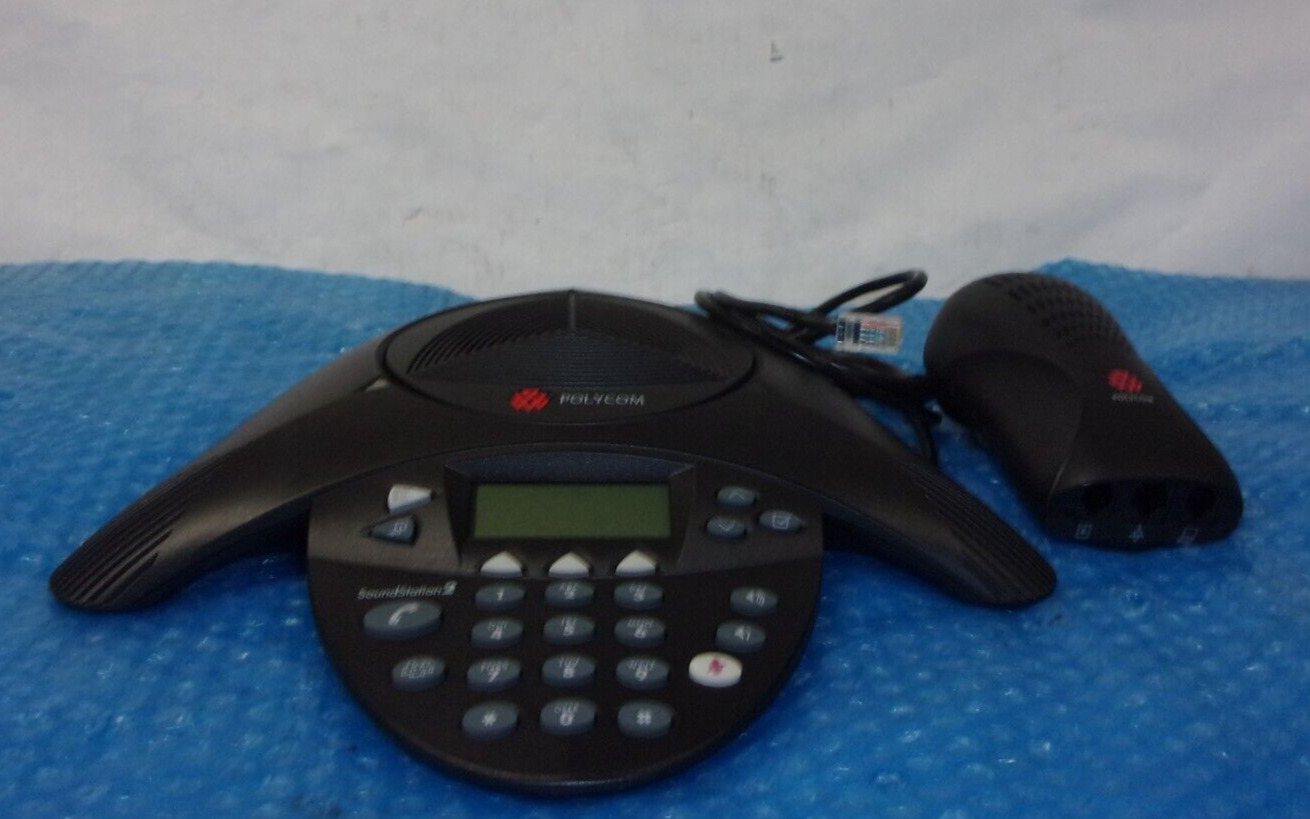 POLYCOM SOUNDSTATION 2 EXPANDABLE CONFERENCE PHONE 2201-16200-001 WITH ADAPTER