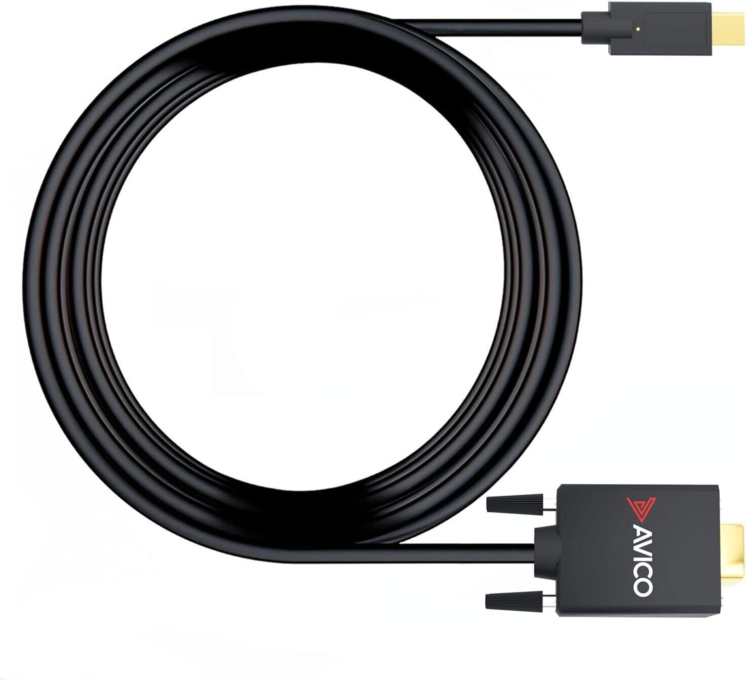 Avico USB C to VGA Adapter – 1080P @ 60hz – 6ft Cable – Thunderbolt Compatible