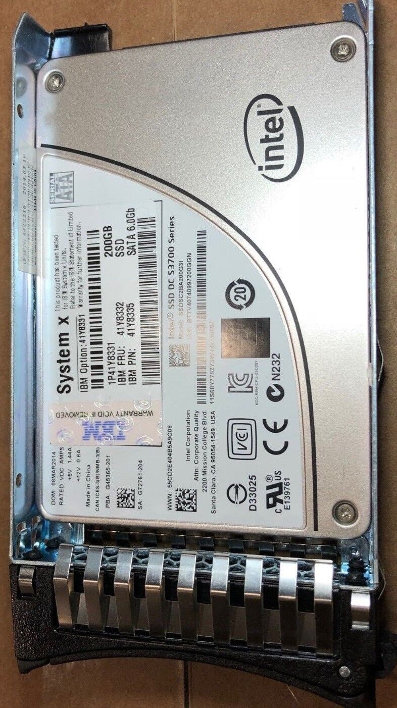 IBM 41Y8332 200GB SATA 6G Intel S3700 SSD 41Y8335 41Y8331 HDD