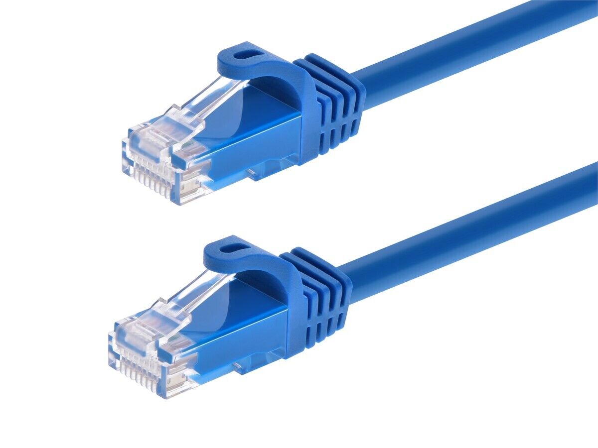Flexboot Cat5e Ethernet Patch Cable RJ45 Stranded 350Mhz Wire 24AWG 50ft Blue