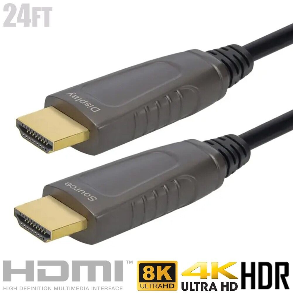 24FT HDMI 2.1 AOC Ultra High Speed Active Cable 8K 4K HDR CMP Plenum Rated Black