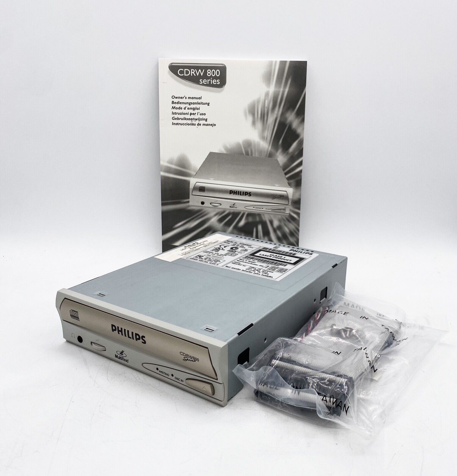 Vintage Philips PCRW804 IDE Internal 8x/4x/32x CD-RW Drive CDROM w Manual, Wires