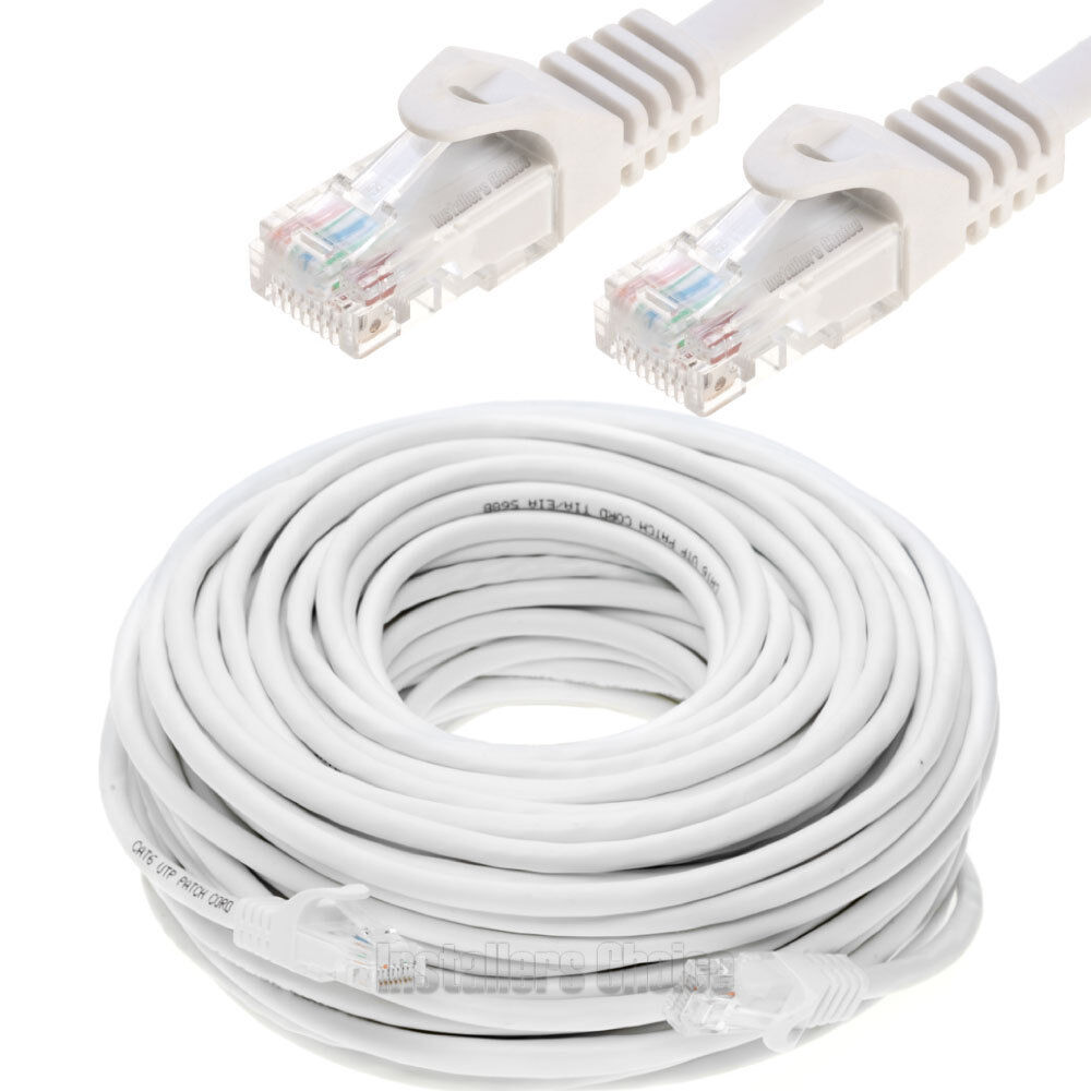 100FT RJ45 Cat5 Ethernet LAN Network Cable Cat5e PC Xbox Internet Router White