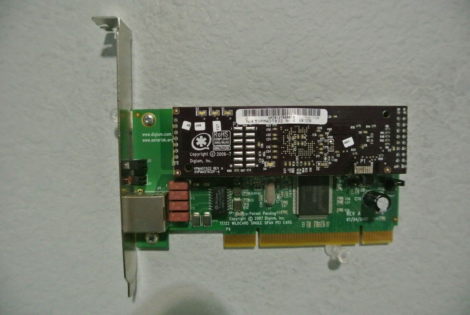 DIGIUM WILDCARD TE122 TE122P 5TE122LF-A 5VPMADT032 SINGLE SPAN PCI+ECHO MODULE