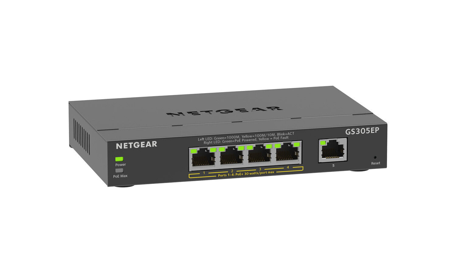BZBGEAR Netgear 5-Port Gigabit Ethernet POE+ Smart Plus Managed Switch 63 W PoE
