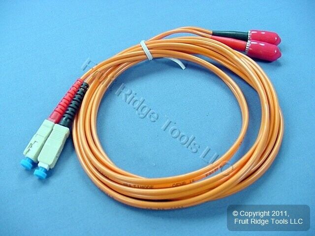 2M Leviton Fiber Optic Multi-Mode Duplex Patch Cable Cord ST SC 62mic CTD62-02M