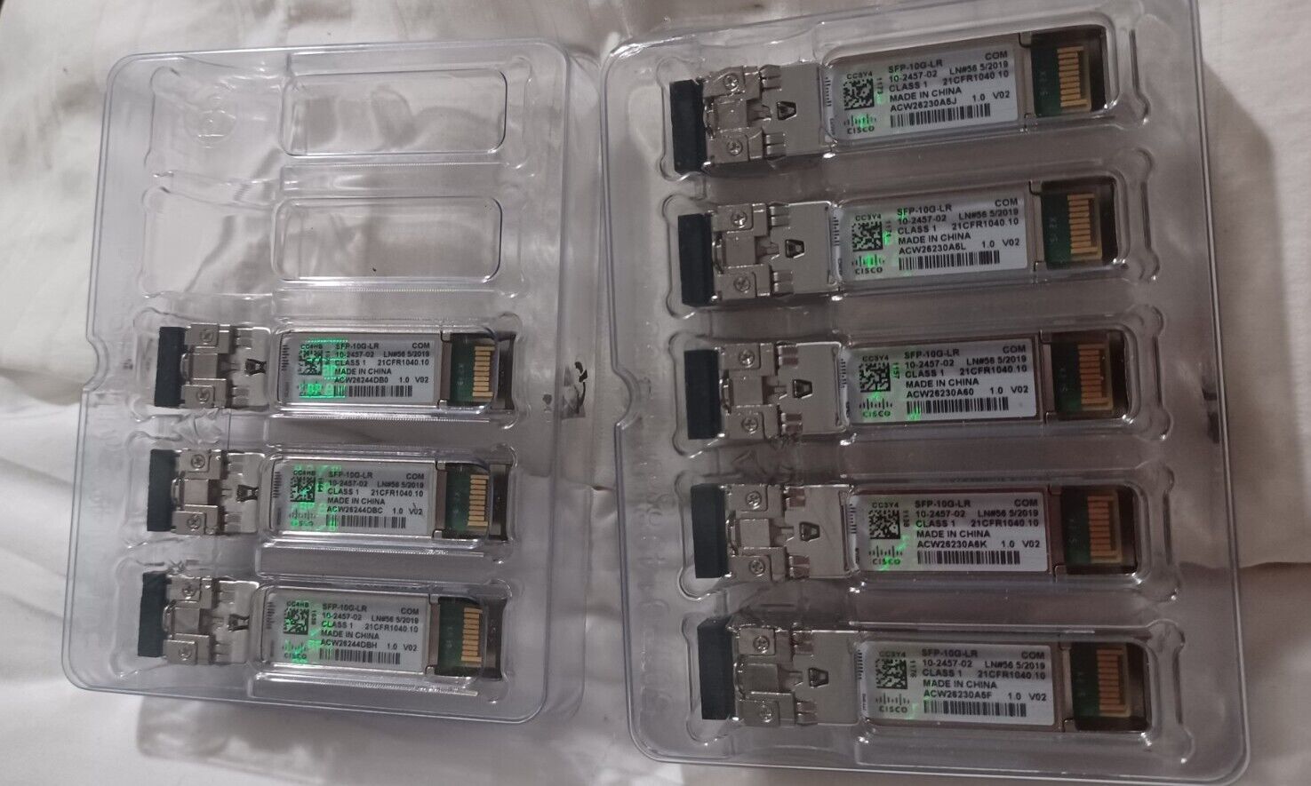 Genuine Cisco SFP-10G-LR ( New In Clamshell) 8 Pack w/ Green Hologram COUIA75CAA