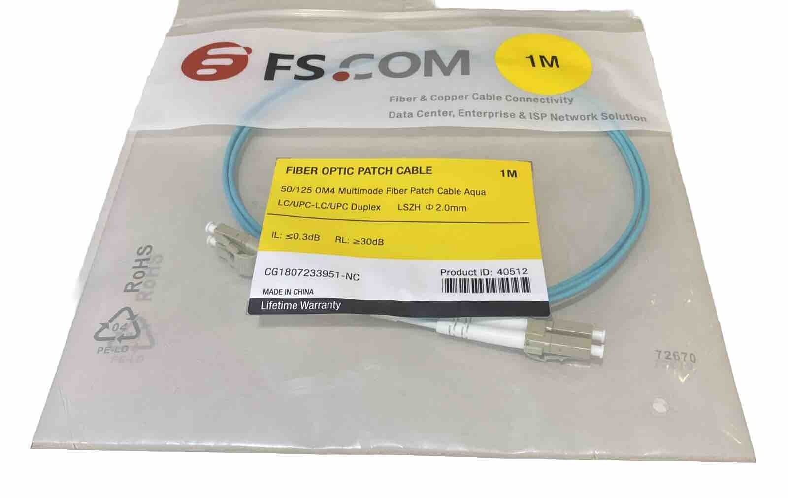 Fiber Optic 50/125 OM4 Multimode LC/UPC-LC/UPC Duplex  LSZH 2.0mm Patch Cable 1M