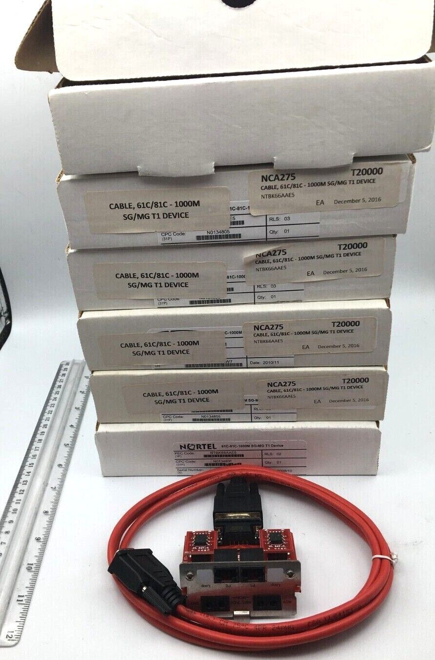 Mertek Lot of 6 T1 Interface Cable Asy NTBK66AAE5 For Nortel Meridian M1 61-81C