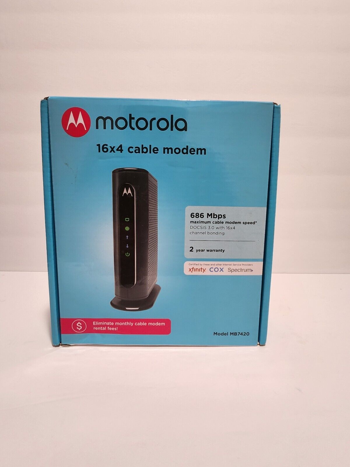 Motorola 16X4 Cable Modem Model MB7420, 686 Mbps New Open Box