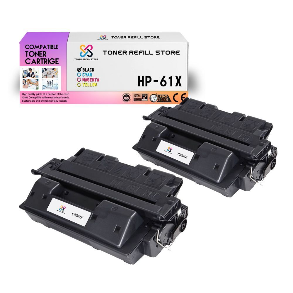2Pk TRS 61X C8061X Black HY Compatible for HP LaserJet 4100dtn Toner Cartridge