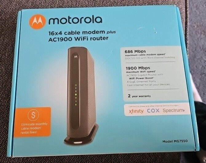 Motorola MG7550 16x4 DOCSIS 3.0 Cable Modem Plus AC1900 WiFi Router
