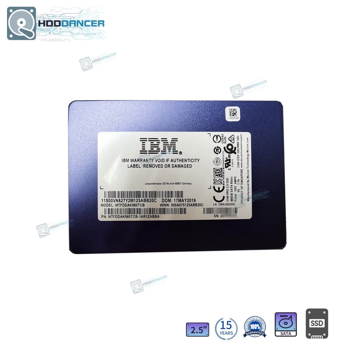 IBM Micron 5100 PRO TCG-E 960GB MTFDDAK960TCB 6Gb/s SATA 2.5in SSD New