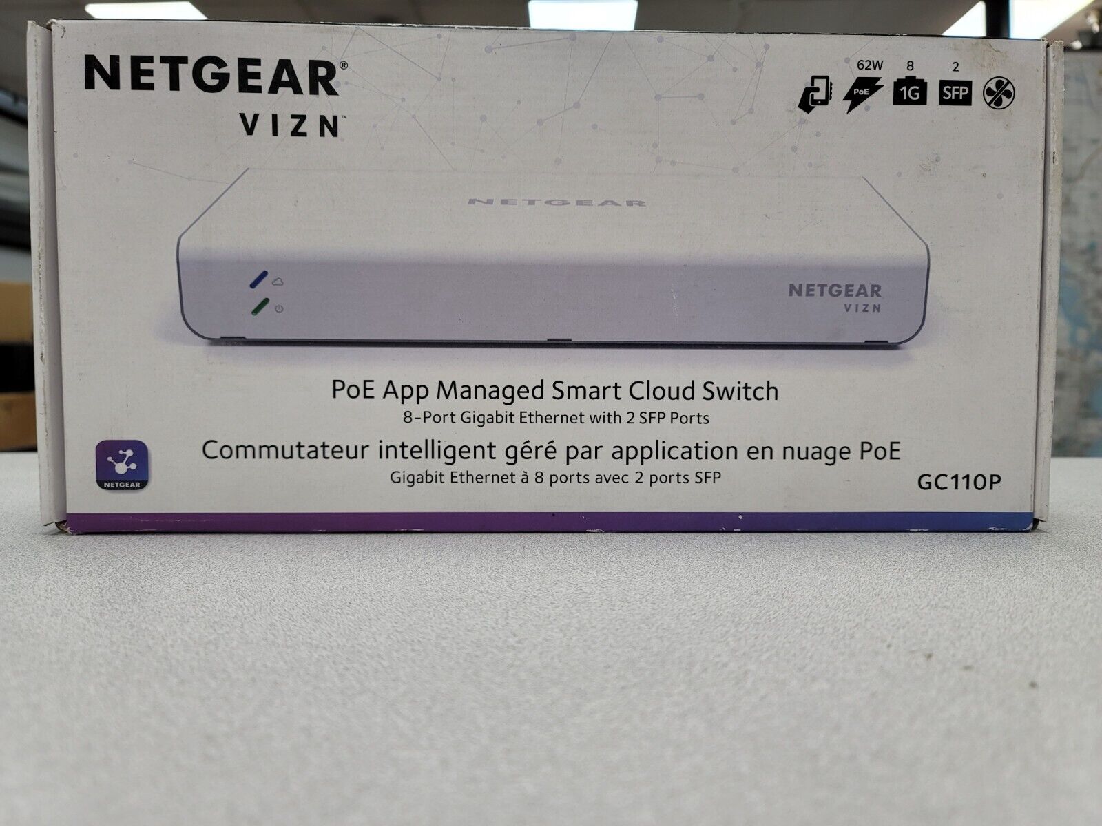 NETGEAR 8-Port Gigabit Ethernet w/2 SFP Ports GC110P PoE Smart Cloud Switch 