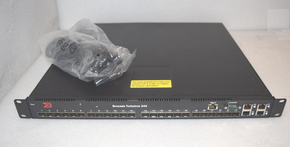 Brocade TurboIron TI-24X-AC 24 Port 10GbE SFP+ Switch With RPS11 Foundry