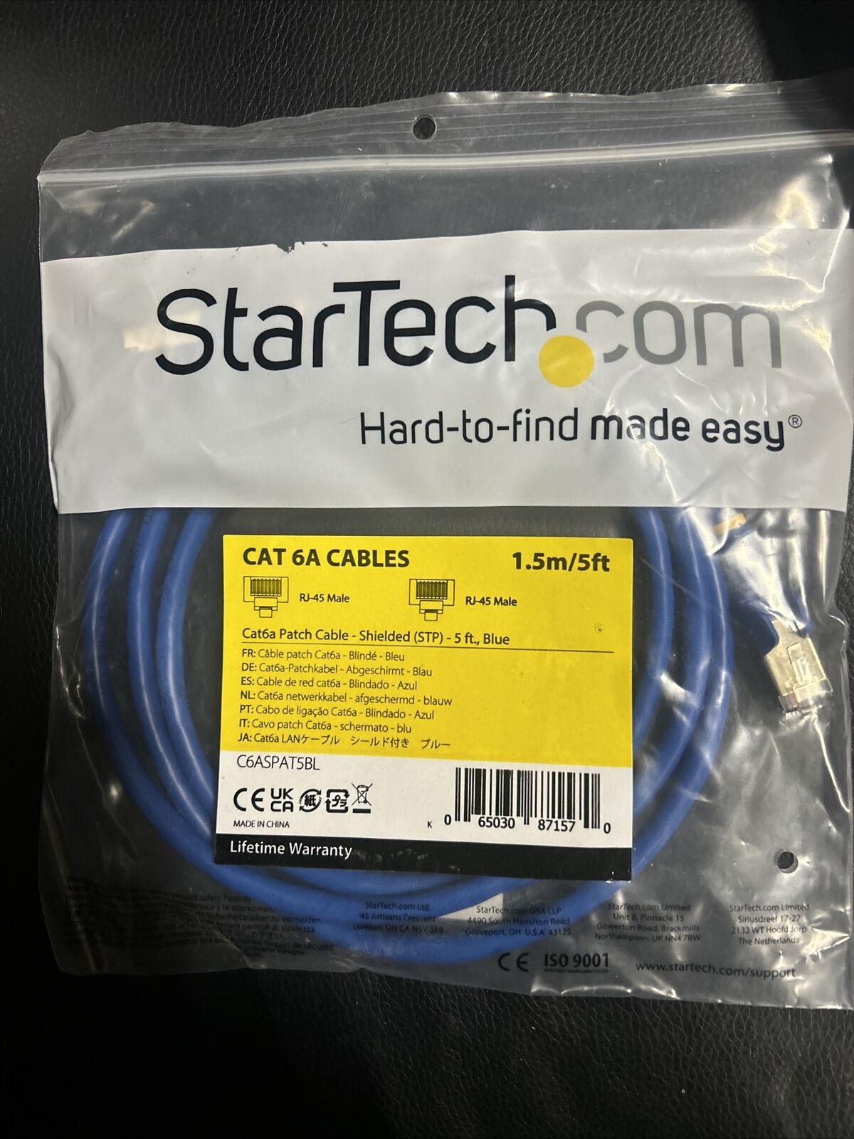 StarTech.com 5ft Blue Cat6a Shielded Patch Cable - Cat6a Ethernet Cable - 5 ft