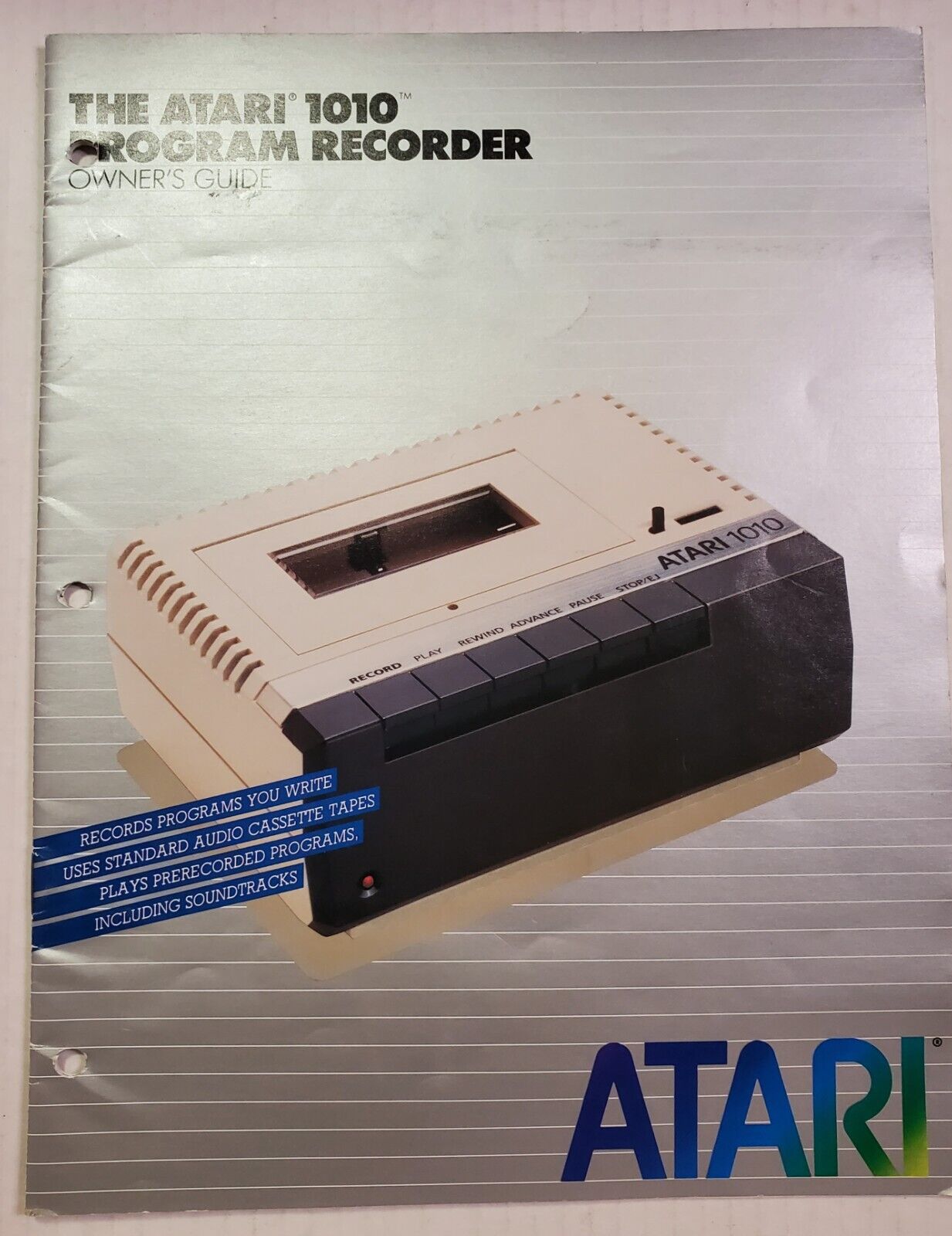 VTG ATARI 1010 Program Tape Recorder Manual Owners Guide 1982 