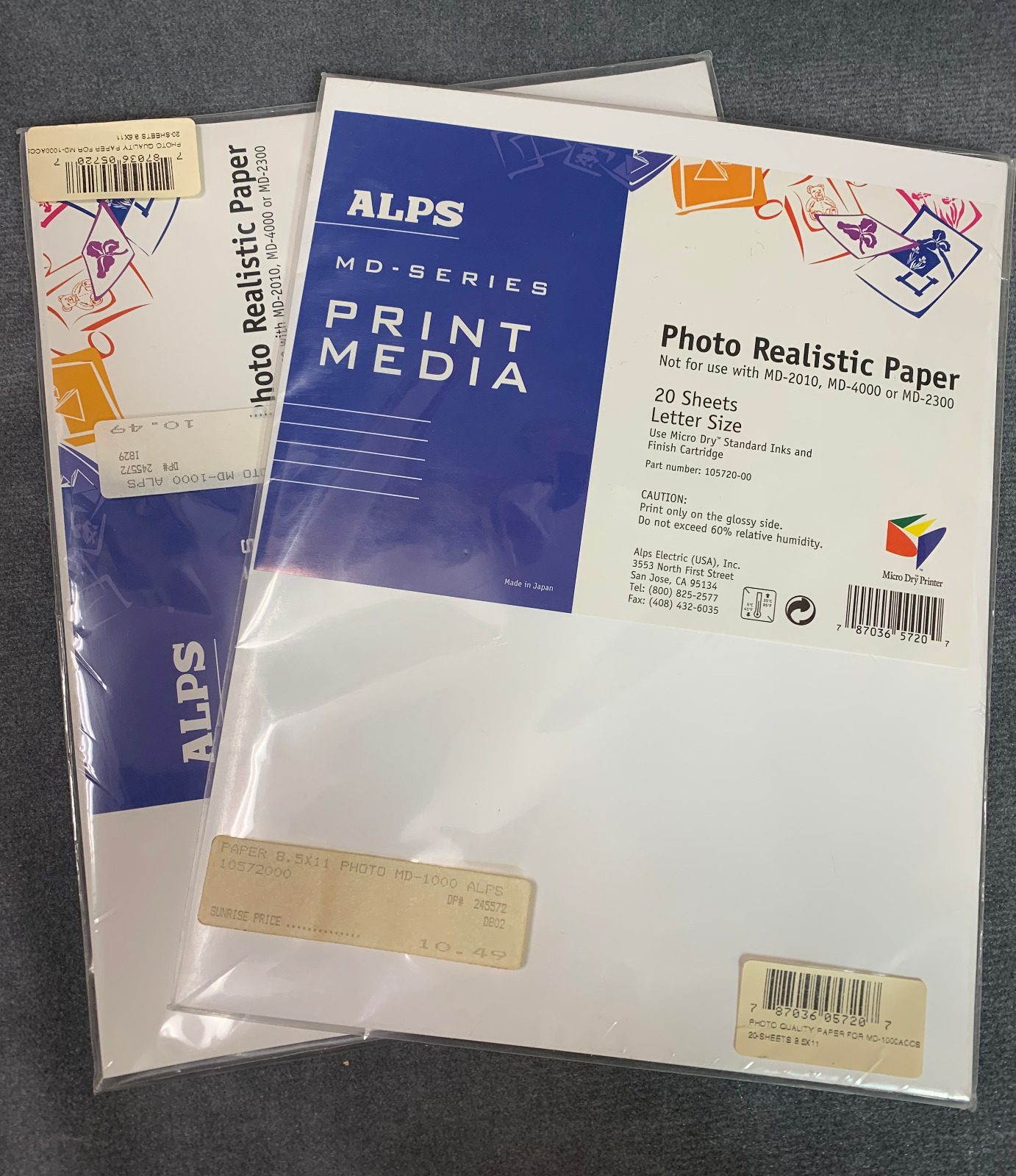 [LOT of 2] Alps MD-Series Photo Realistic Paper 20 Sheets p/n 105720-00