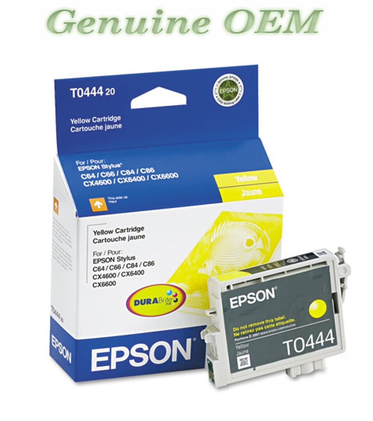 T044420-S Original OEM Epson 44 DURABrite Ink Cartridge, Yellow Genuine Sealed