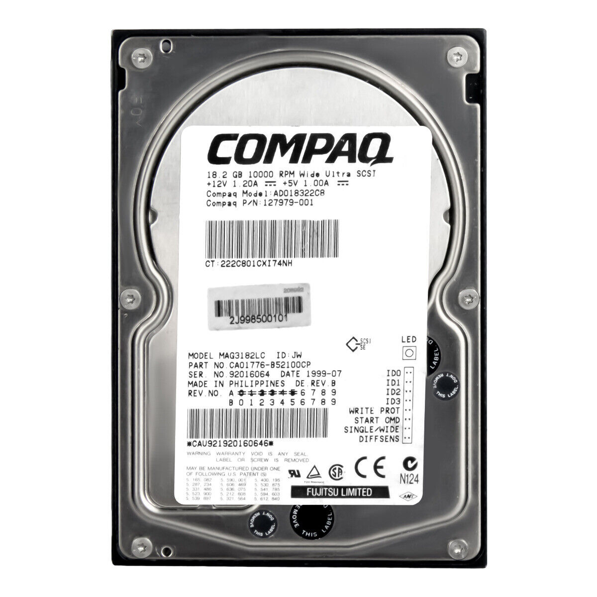COMPAQ 127979-001 18.2GB 10K 2MB SCSI ULTRA2 3.5\'\' AD018322C8