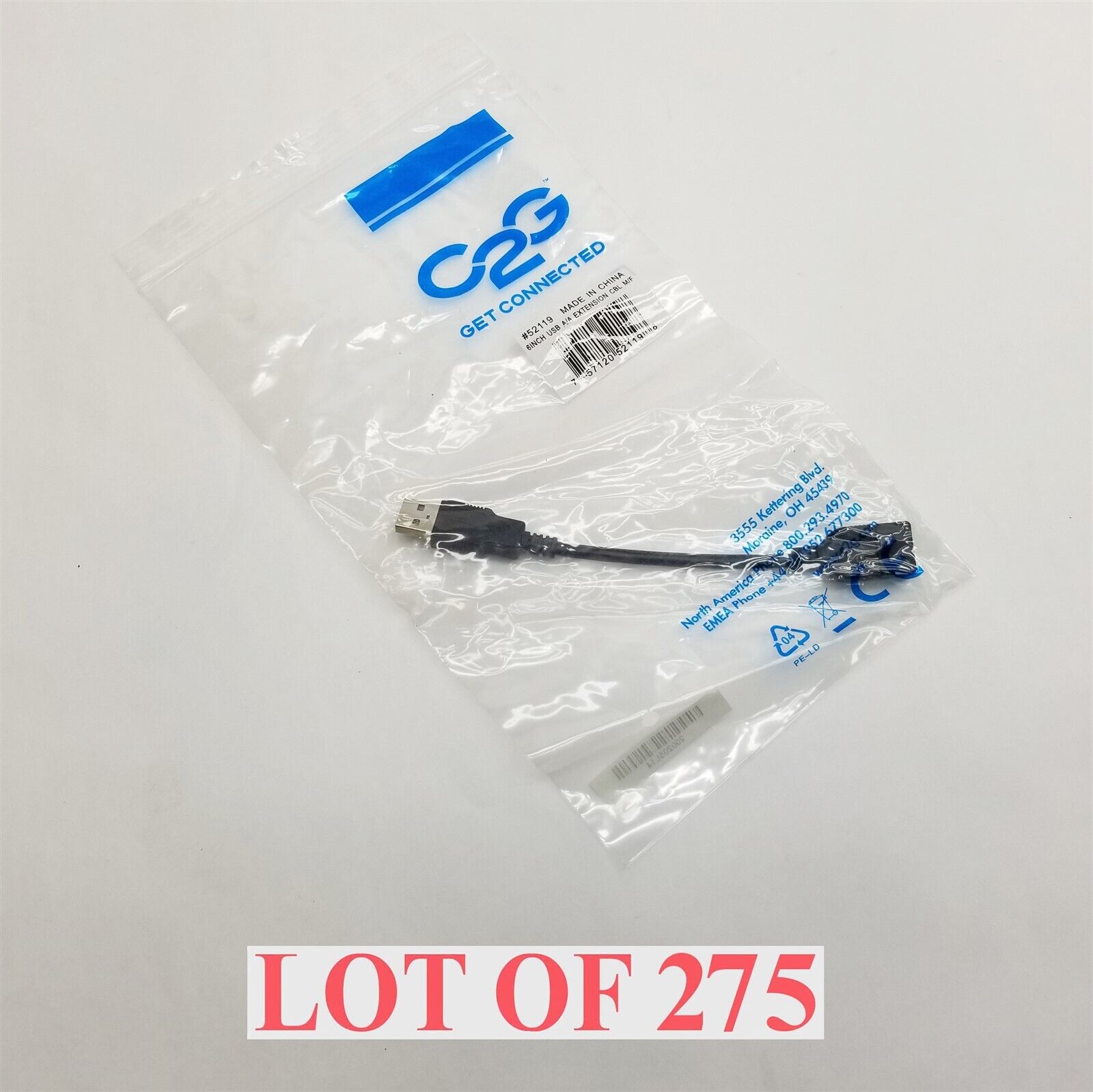 C2G Cables to Go 52119 6in Extension Cable USB2.0 A Male to A Female New Lot 275