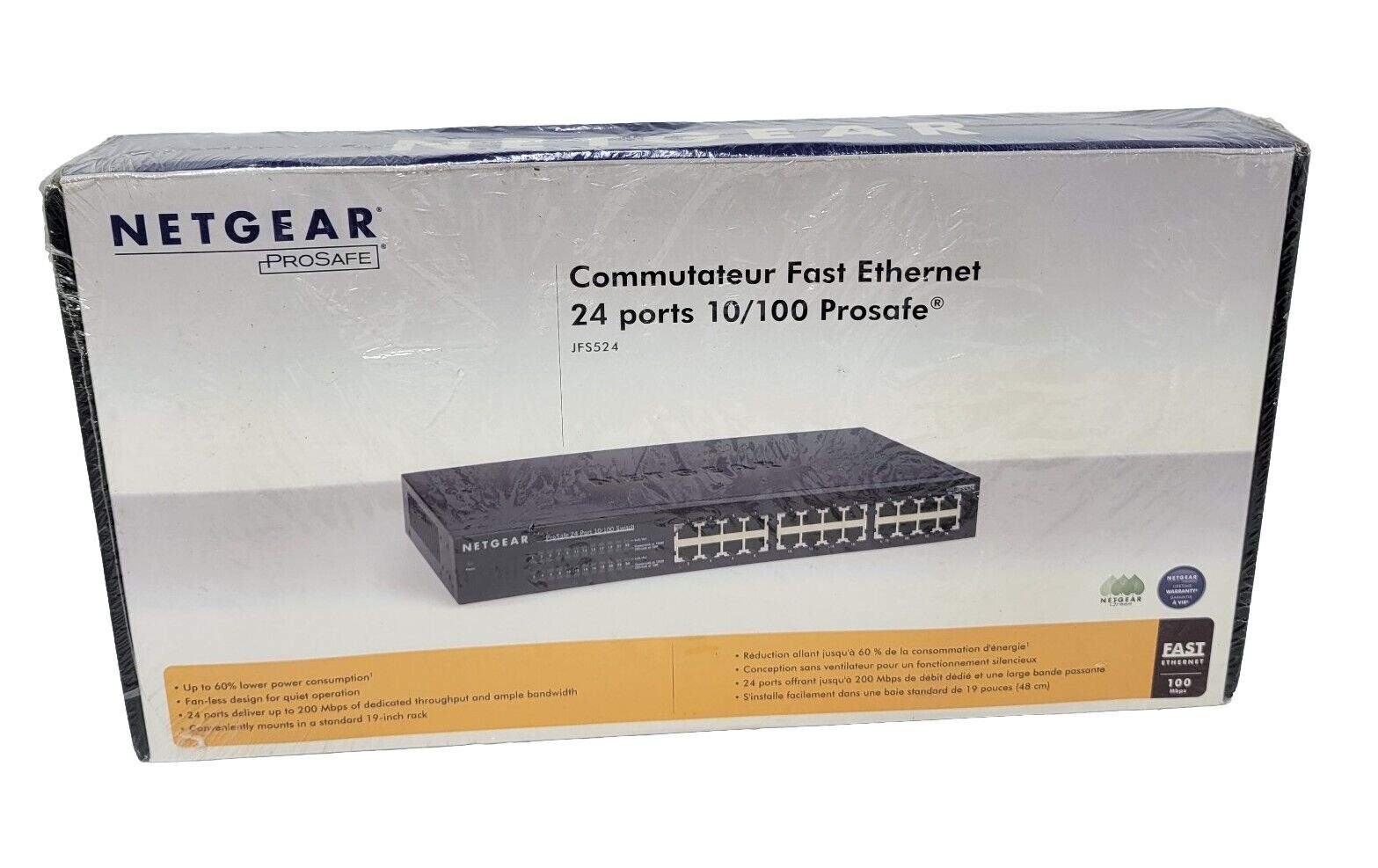Netgear Ethernet Switch Prosafe JFS524 24-Port 10/100 Mbps Fast New Networks