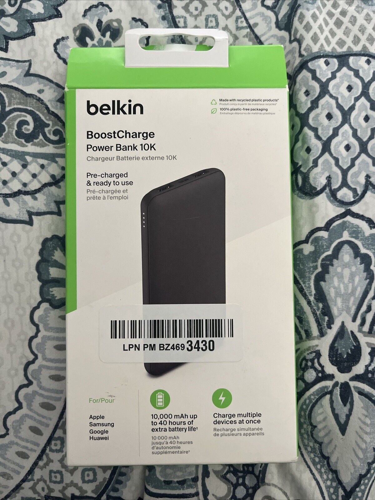 Belkin BoostCharge 3-Port Power Bank 10K - Black New- Open Box