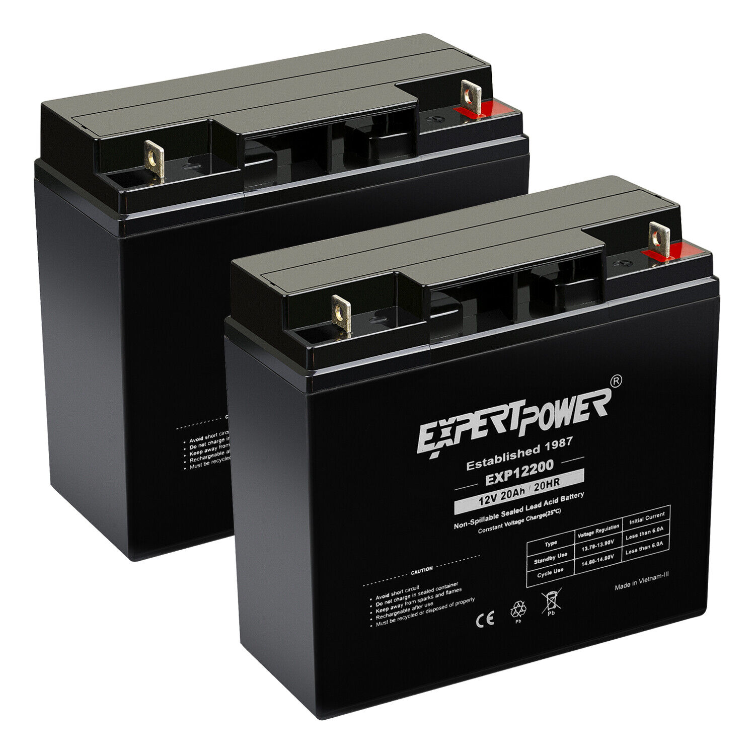 ExpertPower 2 Pack- 12V 20AH UPS Battery Replaces ML22-12 Kung Long and WP20-12E
