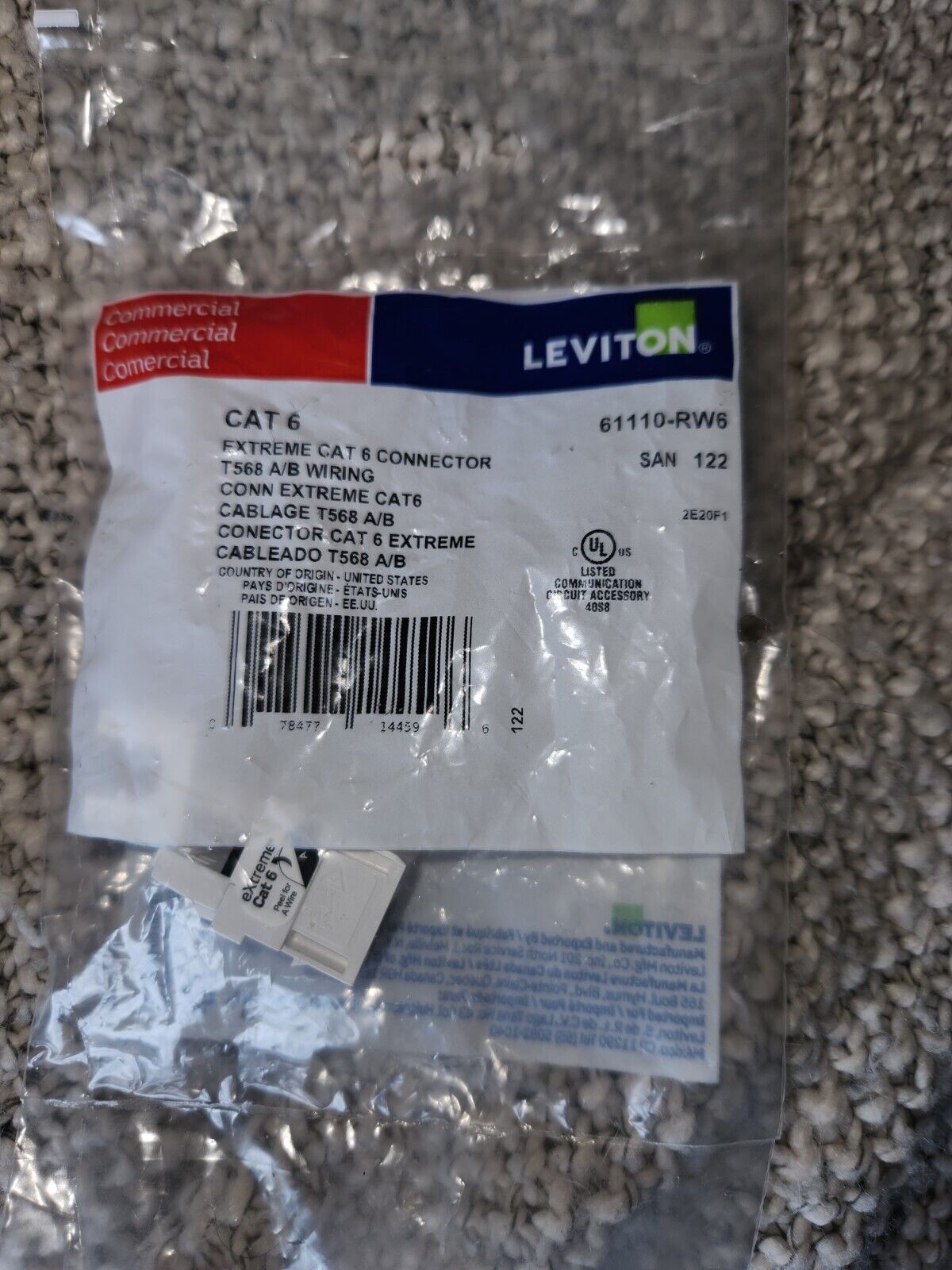 X10 Leviton 61110-RW6 Extreme Cat 6 QuickPort Jack Connector - White