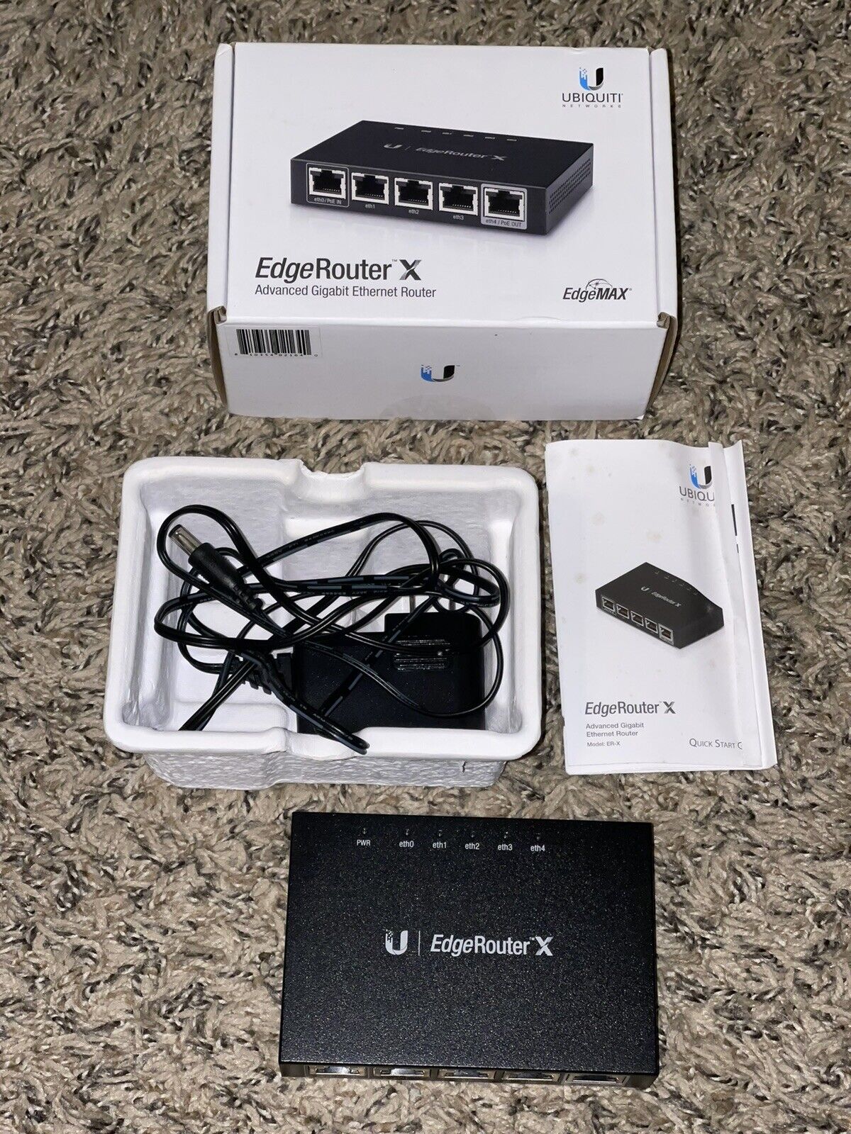 Ubiquiti Networks ER-X EdgeRouter X 5-Port Gigabit Wired Router w/ Adapter