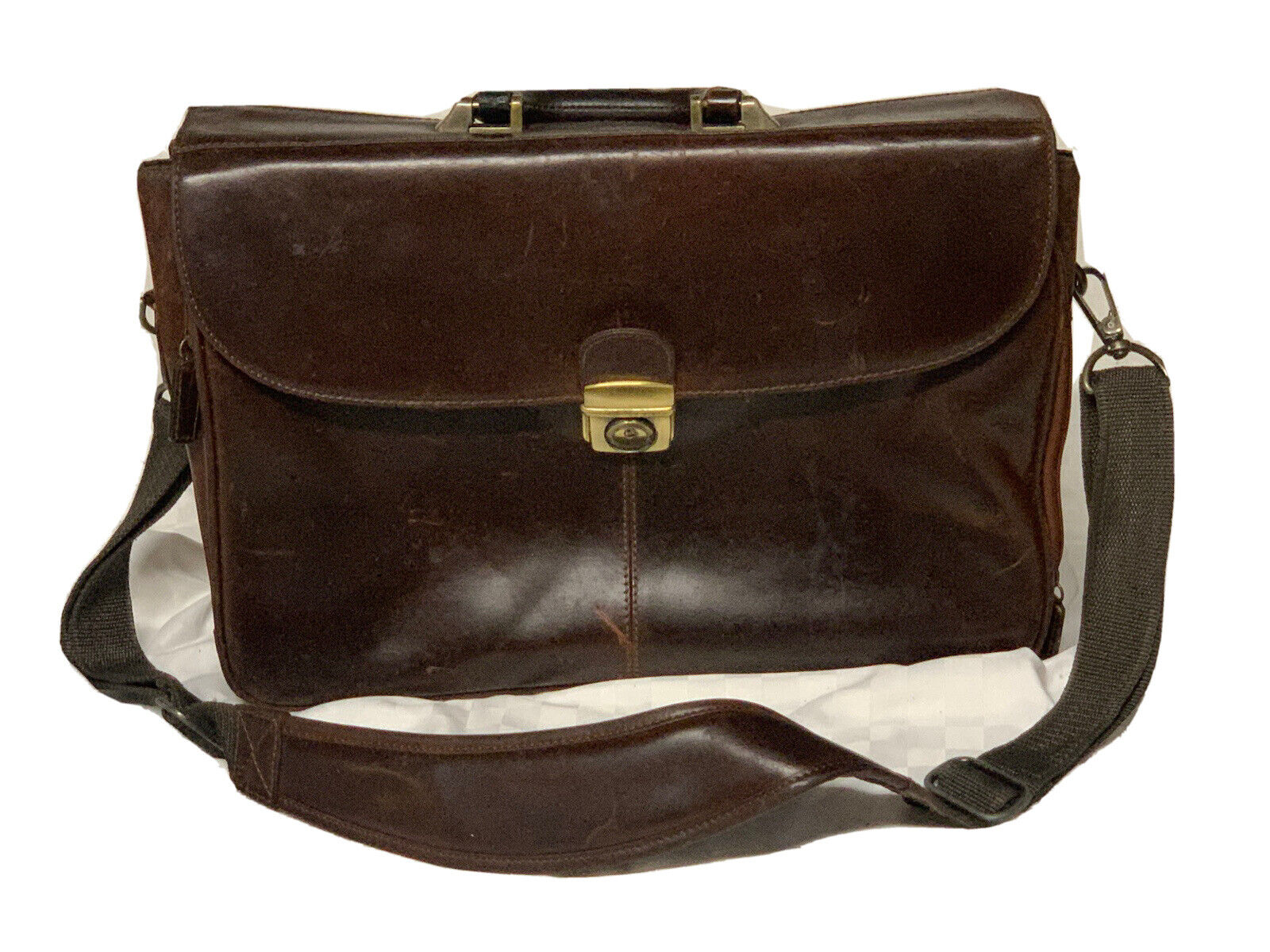 Vintage Italian Oxblood Leather Brief Bag Laptop Case
