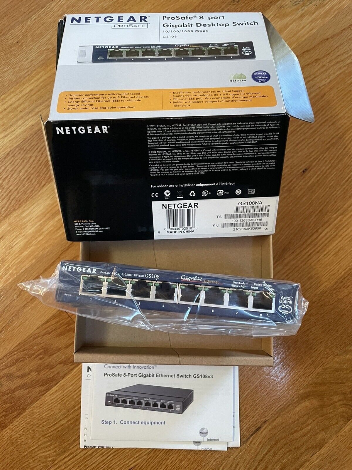 NETGEAR GS108v3 ProSAFE Plus 8-Port Gigabit Switch BOX Gigbit Ethernet 