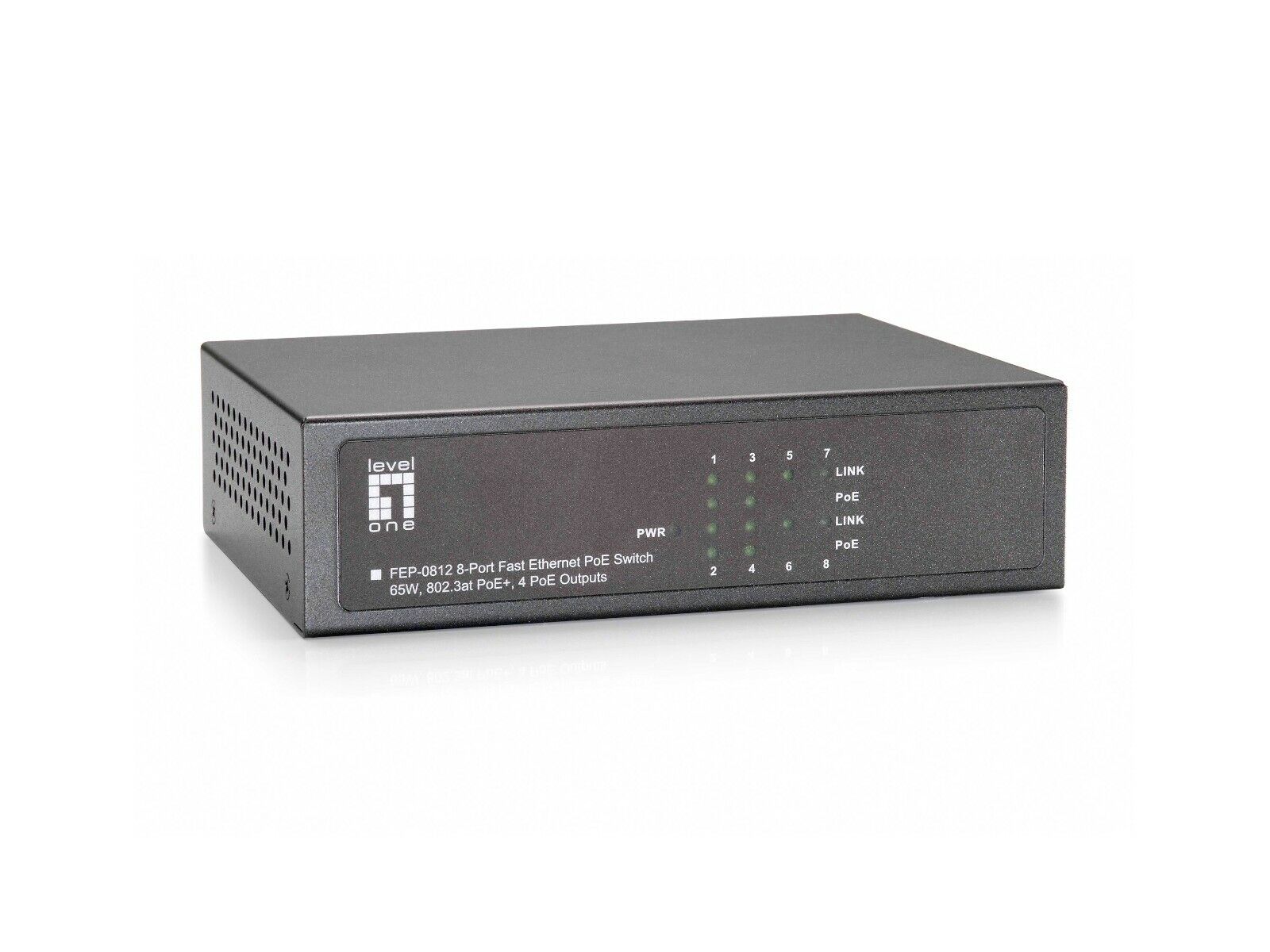LEVEL ONE FEP-0812 8-PORT FAST ETHERNET UNMANAGED SWITCH WITH 4-PORT PoE Plus 