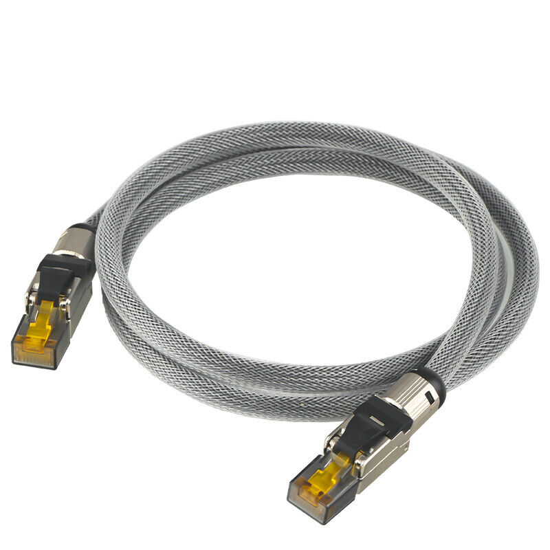 HiFi Audio Cable Pure Silver CAT8 Ethernet Network 40Gbps 2000MH RJ45 Patch Cord