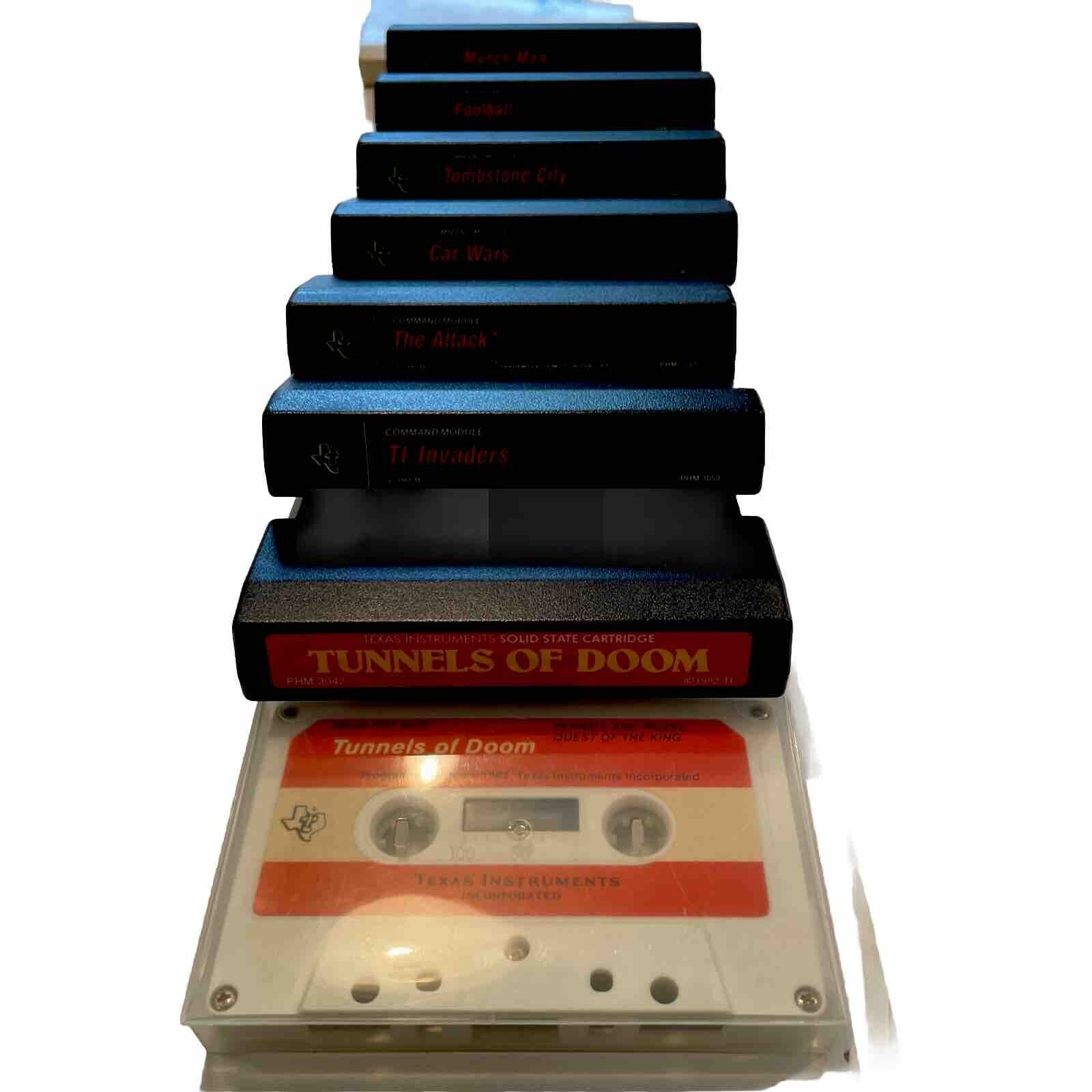 Texas Instruments Home Computer Comand Module Cartridge Lot of 7 + Doom Cassette